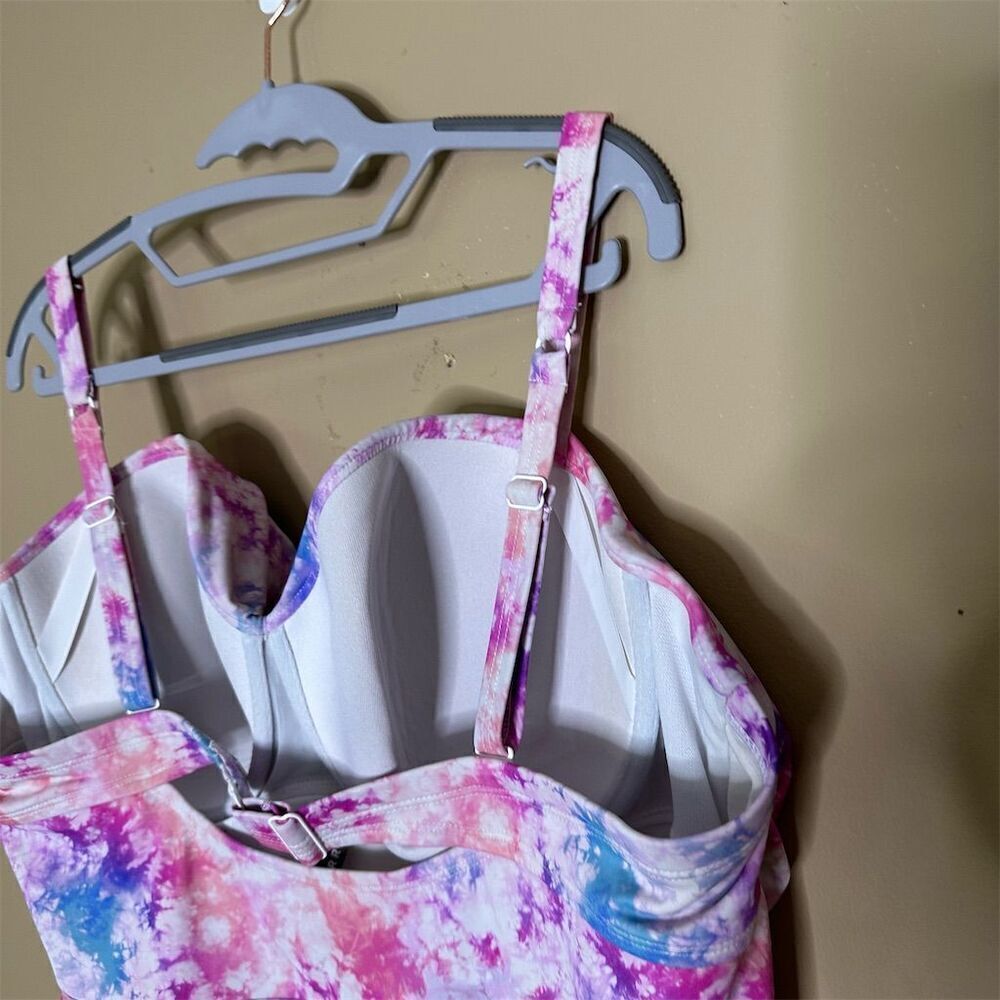 Torrid Women's Plus Size Tie-Dye Tankini Top Peplum Style Size 3X - Picture 8 of 11